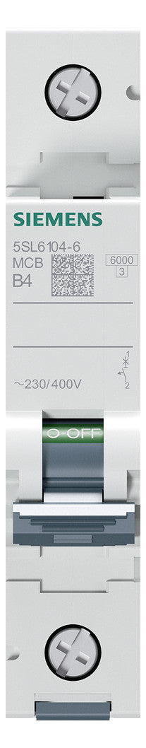 SIEMENS Leitungsschutzschalter UC B 4A 5SL6104-6 1p 400V 1TE 50Hz IP20
