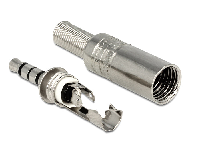 Delock Klinkenstecker 3,5 mm 4 Pin Stereo mit Knickschutz Lötversion