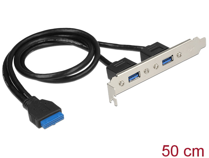 Delock Slotblech 1 x 19 Pin USB 3.0 Pfostenbuchse intern > 2 x USB 3.0 Typ-A Buchse extern