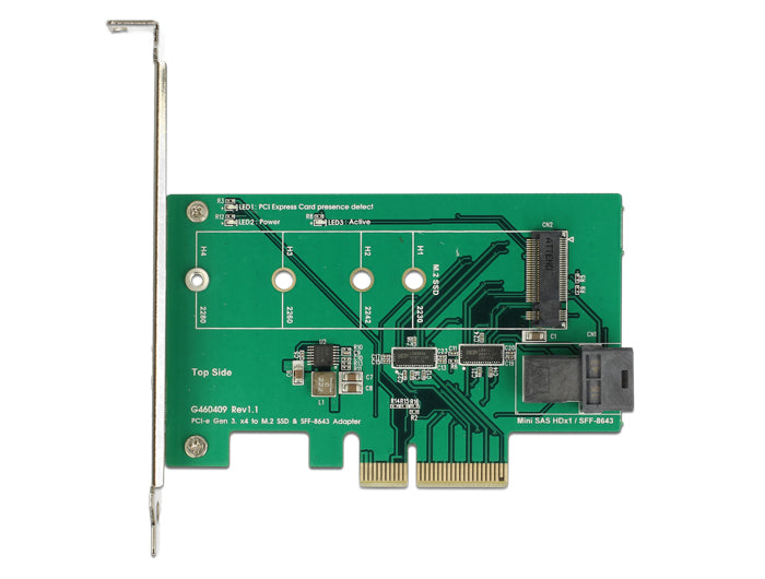 Delock PCI Express x4 Karte > 1 x intern NVMe M.2 PCIe / 1 x intern SFF-8643 NVMe – Low Profile Form Faktor