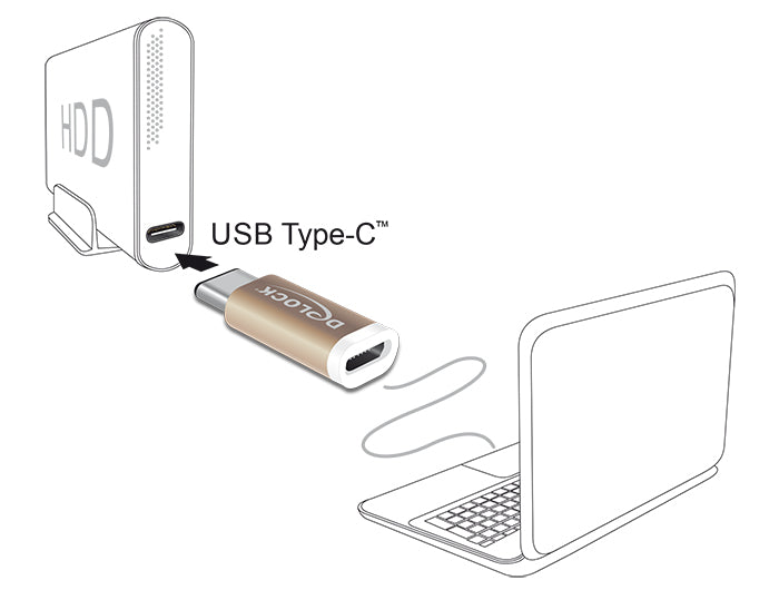 Delock Adapter USB 2.0 Micro-B Buchse > USB Type-C™ 2.0 Stecker kupferfarben