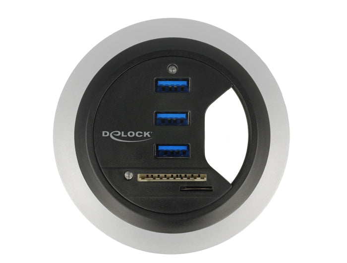 Delock Tisch-Hub 3 Port USB 3.0 + 2 Slot SD Card Reader