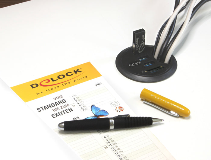 Delock Tisch-Hub 3 Port USB 3.0 + 2 Slot SD Card Reader