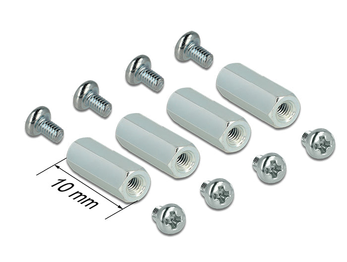 Delock Befestigungsset M2.5 Abstandhalter 6-Kant Innen/Innen 10 mm für Raspberry Pi