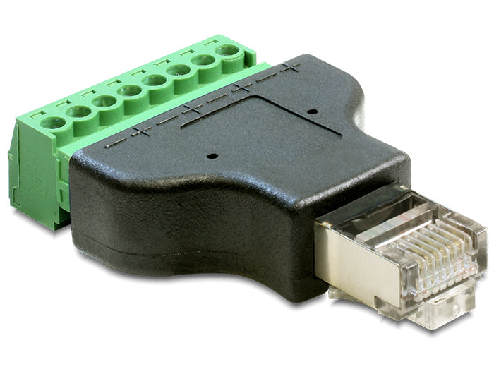 Delock Adapter RJ45 Stecker > Terminalblock 8 Pin 2-teilig 3,5 mm