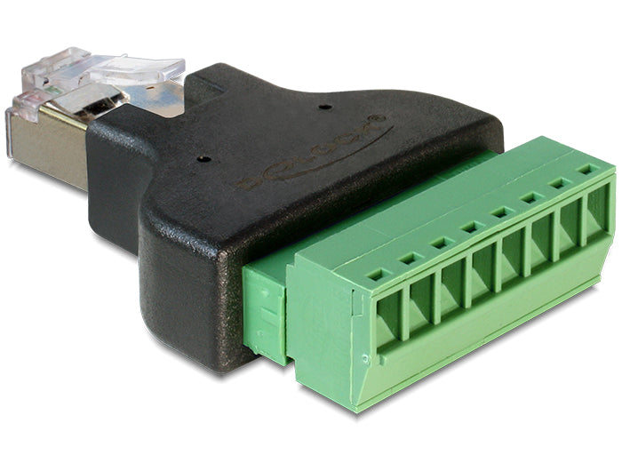 Delock Adapter RJ45 Stecker > Terminalblock 8 Pin 2-teilig 3,5 mm