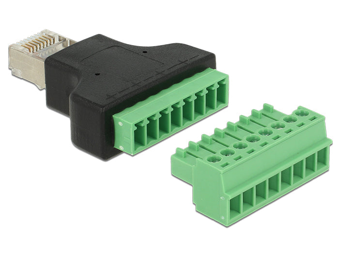 Delock Adapter RJ45 Stecker > Terminalblock 8 Pin 2-teilig 3,5 mm