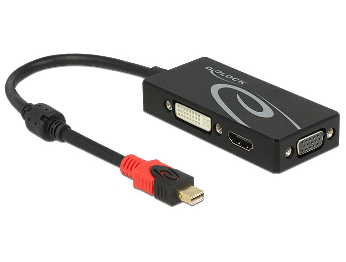 Delock Adapter mini DisplayPort 1.2 Stecker > VGA / HDMI / DVI Buchse 4K Passiv schwarz