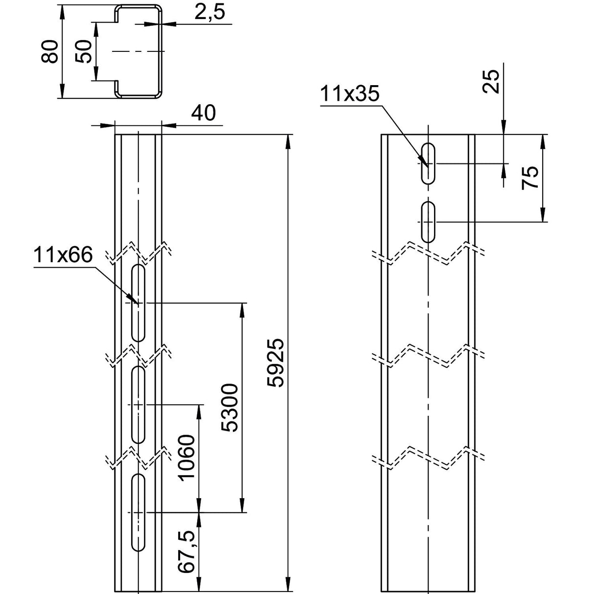 BETTERMANN PV-Montageprofil 5925m ST TP 1050 FT 40x80mm