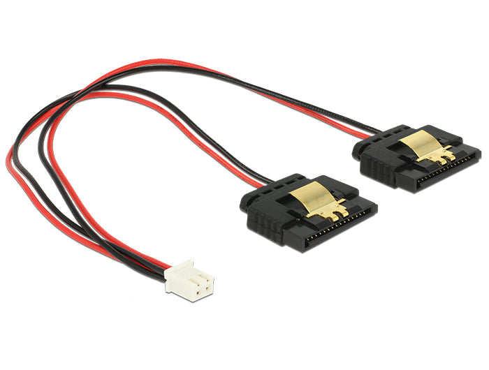 Delock Kabel Power 2 Pin Buchse > 2 x SATA 15 Pin Buchse (5 V) Metall 20 cm