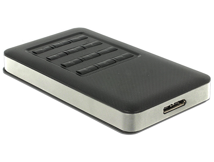 Delock Externes Gehäuse M.2 Key B 42 mm SSD > USB 3.0 Typ Micro-B Buchse mit Verschlüsselungsfunktion