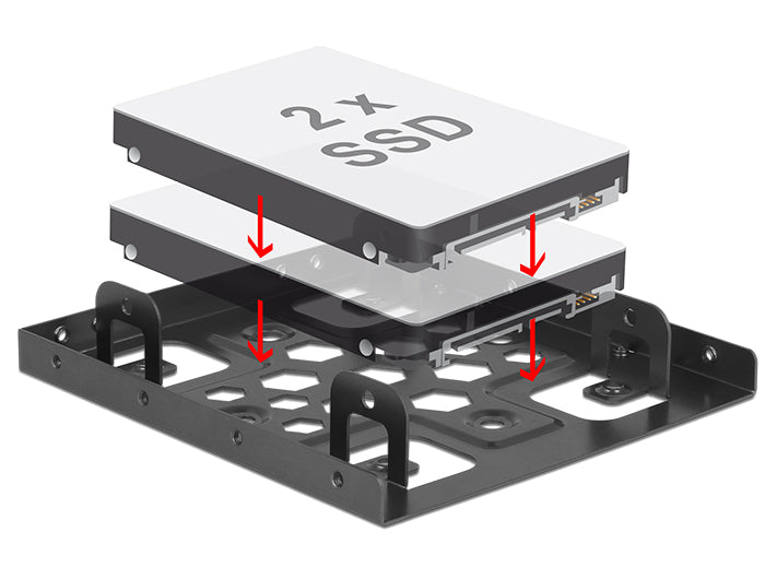 Delock Aluminium Einbaurahmen 2 x 2.5″ zu 3.5″ schwarz