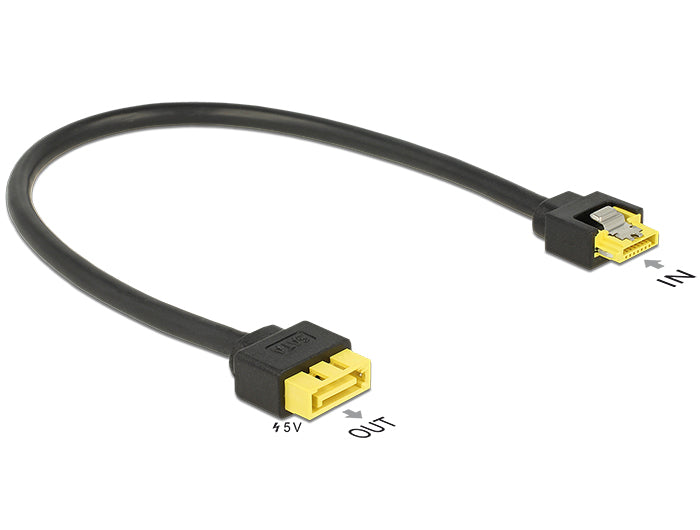Delock Verlängerungskabel SATA 6 Gb/s Buchse > SATA Stecker Pin 8 Power mit Einrastfunktion 30 cm