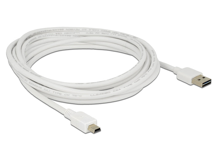 Delock Kabel EASY-USB 2.0 Typ-A Stecker > USB 2.0 Typ Mini-B Stecker 3 m weiß