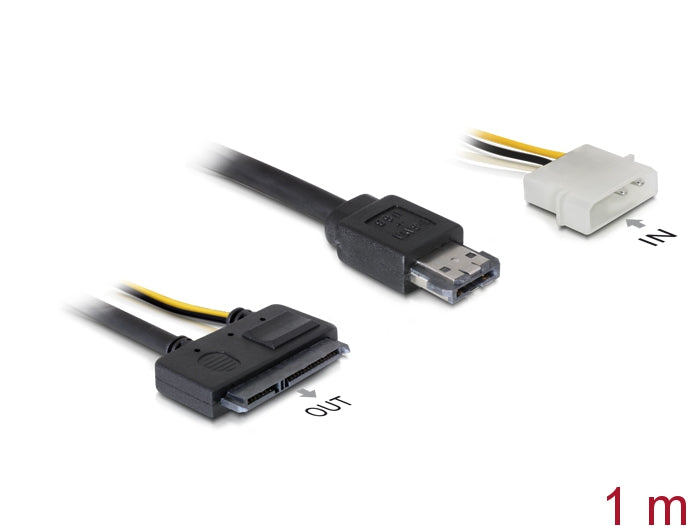 Delock Kabel eSATAp > SATA 22pin 2½" - 3½" HDD 1m