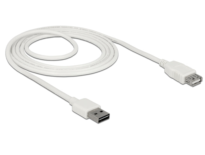 Delock Verlängerungskabel EASY-USB 2.0 Typ-A Stecker > USB 2.0 Typ-A Buchse weiß 2 m