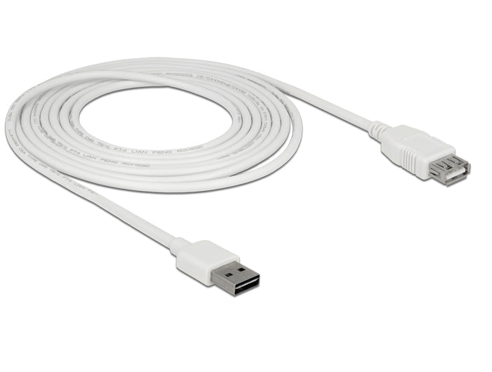 Delock Verlängerungskabel EASY-USB 2.0 Typ-A Stecker > USB 2.0 Typ-A Buchse weiß 3 m