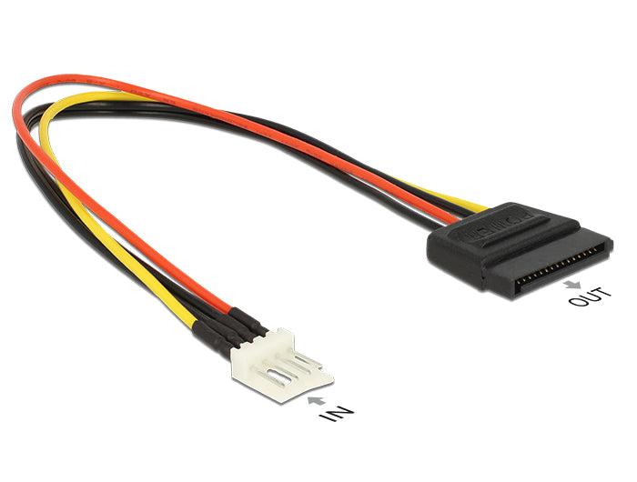 Delock Stromkabel SATA 15 Pin Buchse > 4 Pin Floppy Stecker 24 cm