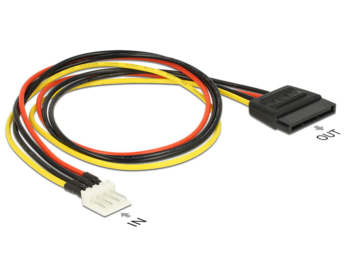 Delock Stromkabel SATA 15 Pin Buchse > 4 Pin Floppy Stecker 40 cm