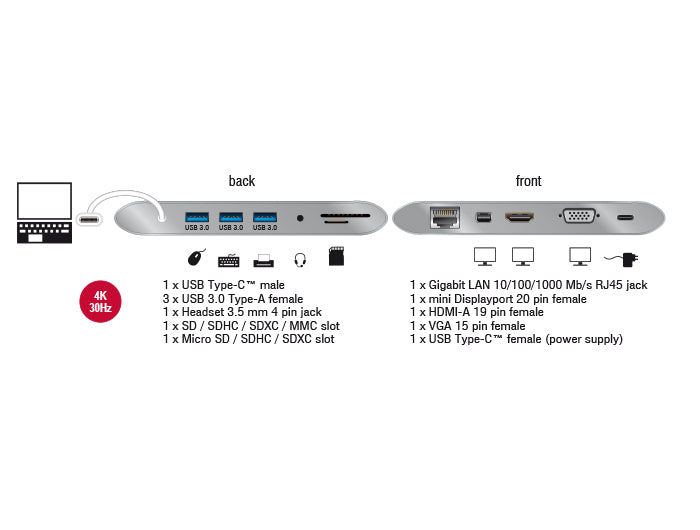 Delock USB Type-C™ 3.1 Dockingstation 4K 30 Hz