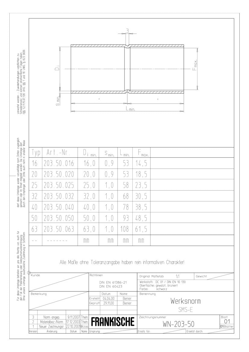 FRÄNKISCHE Stahl-Steckmuffe Metall 20mm SMS-E 20 brüniert brün hfr sw