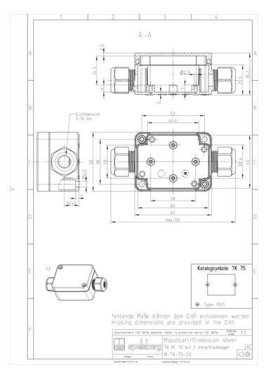 SPELSBERG Standgehäuse Kst IP66 ET24mm TK PC 75-4-2tv B50xH65xT35mm geschl