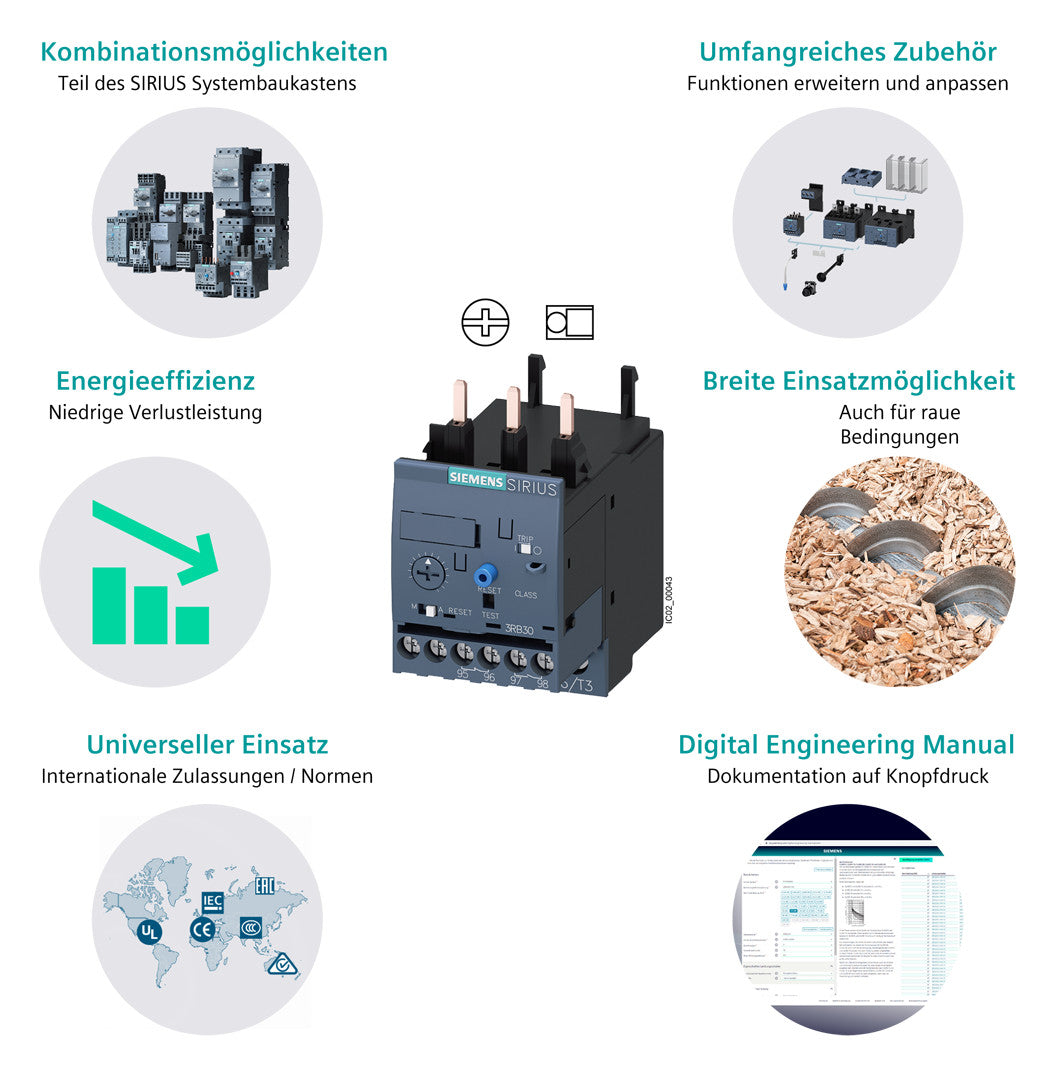 SIEMENS Überlastrelais elektr 12,5-50A 3RB3036-1UB0 Direktanb 1S/Hilf 1Ö/Hilf