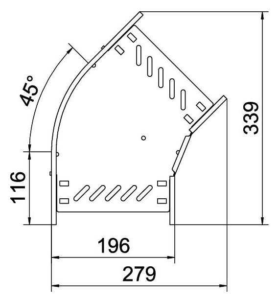 BETTERMANN Bogen_starr 45° ST horiz RB 45 620 FS 60x200mm int.Verb