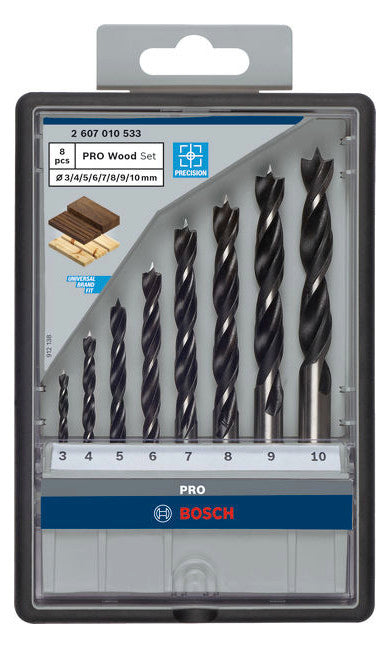 BOSCH-EW Bohrerset 8tlg Bohrer Box 2607010533 8xHolzbohr