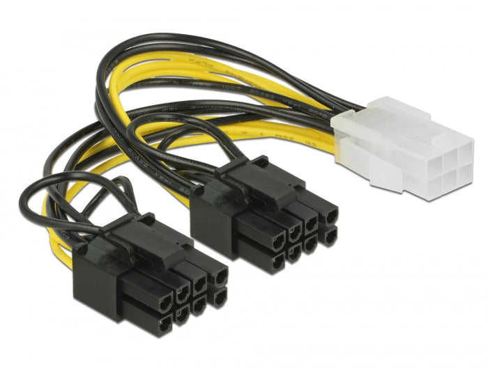 Delock PCI Express Stromkabel 6 Pin Buchse > 2 x 8 Pin Stecker 15 cm