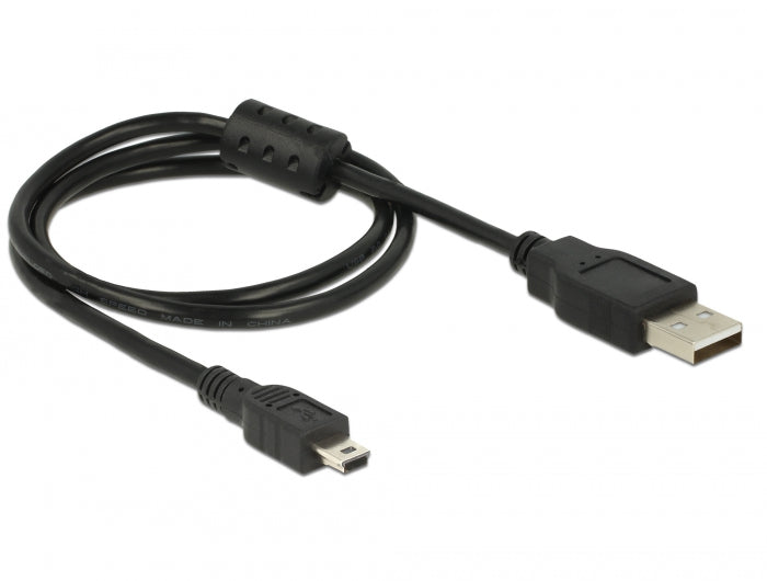 Delock USB 2.0 Kabel Typ-A Stecker zu USB 2.0 Mini-B Stecker 0,7 m schwarz