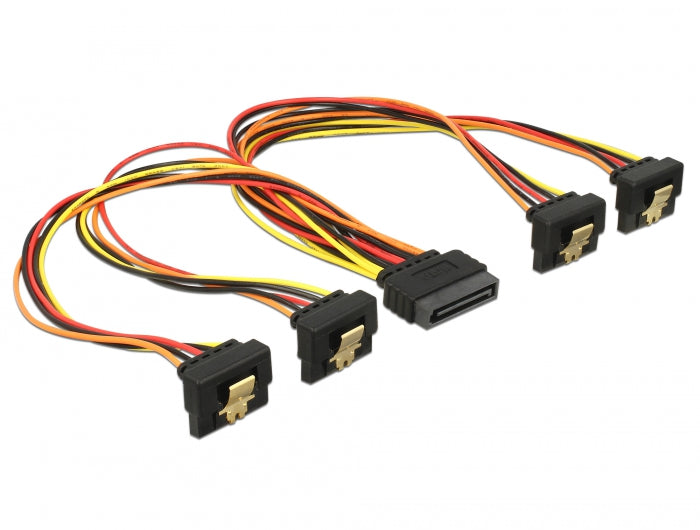 Delock Kabel SATA 15 Pin Strom Stecker mit Einrastfunktion > SATA 15 Pin Strom Buchse 4 x unten 30 cm
