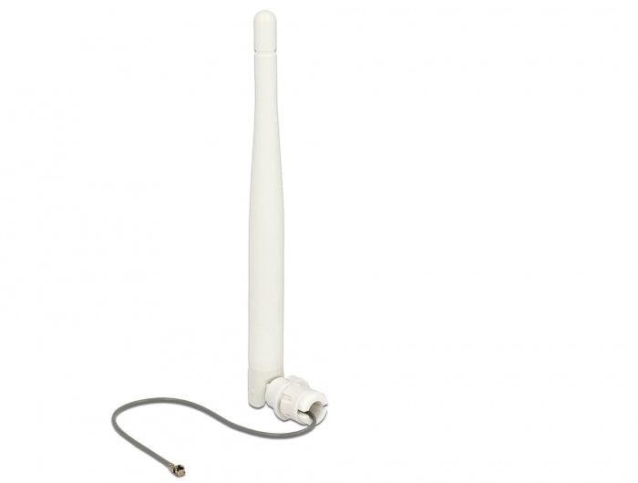 Delock WLAN 802.11 b/g/n Antenne I-PEX Inc., MHF® I Stecker 3 dBi omnidirektional 1.13 12 cm flexibel Clip weiß