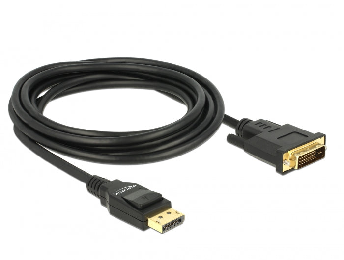 Delock Kabel DisplayPort 1.2 Stecker > DVI 24+1 Stecker Passiv 4K 30 Hz 3 m schwarz