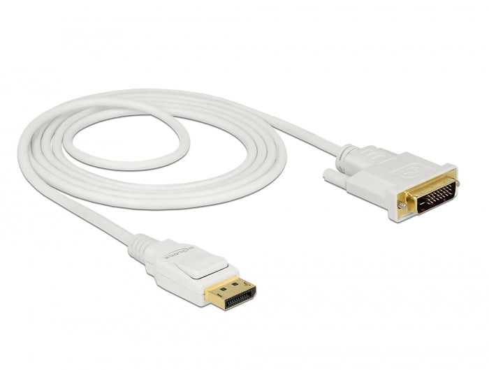 Delock Kabel DisplayPort 1.2 Stecker > DVI 24+1 Stecker Passiv 4K 30 Hz 2 m weiß