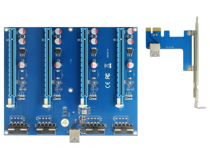 Delock Riser Karte PCI Express x1 > 4 x PCIe x16 mit 60 cm USB Kabel