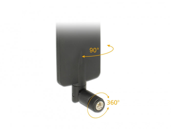 Delock LTE Antenne SMA Stecker 2 dBi omnidirektional drehbar mit Kippgelenk schwarz