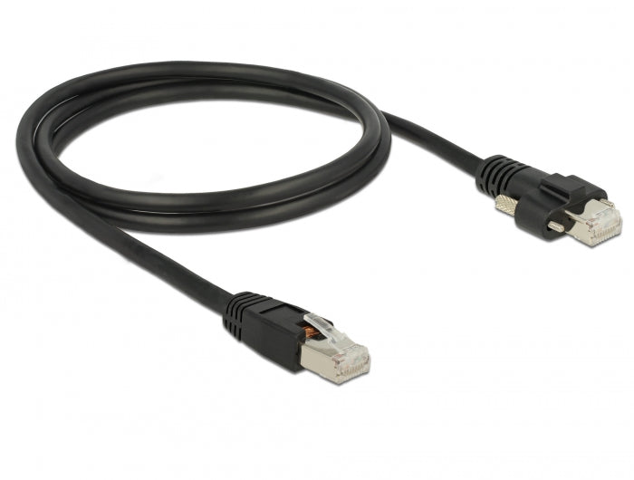 Delock GigE Kamera Kabel RJ45 Stecker zu RJ45 Stecker mit Schrauben Cat.6 S/FTP 1 m