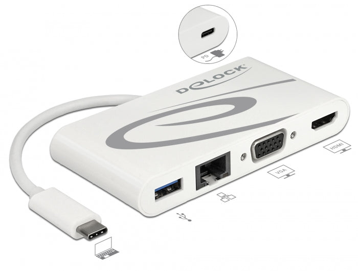 Delock USB Type-C™ 3.1 Dockingstation HDMI 4K 30 Hz + VGA + LAN + USB PD