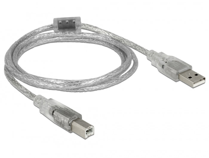 Delock Kabel USB 2.0 Typ-A Stecker > USB 2.0 Typ-B Stecker 1,5 m transparent