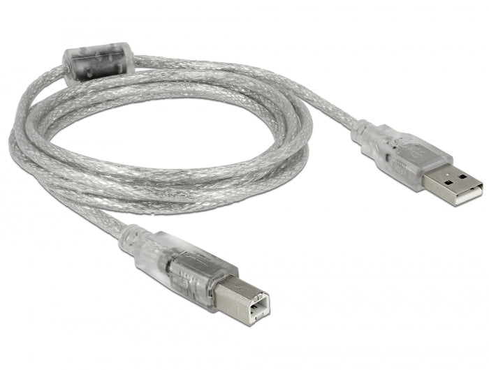 Delock Kabel USB 2.0 Typ-A Stecker > USB 2.0 Typ-B Stecker 2 m transparent