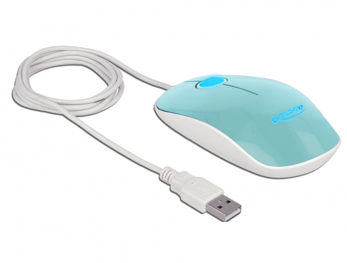 Delock Optische 3-Tasten LED Maus USB Typ-A türkis