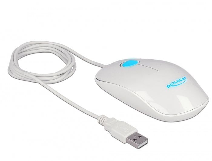 Delock Optische 3-Tasten LED Maus USB Typ-A weiß