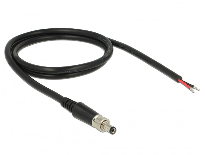 Delock Stromversorgungskabel DC 5,5 x 2,5 x 9,5 mm verschraubbar zu offenen Kabelenden 95 cm