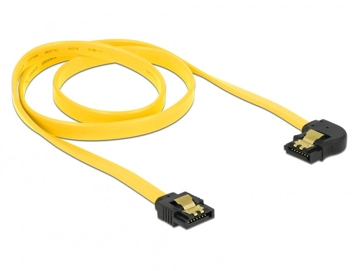 Delock SATA 6 Gb/s Kabel gerade auf links gewinkelt 70 cm gelb
