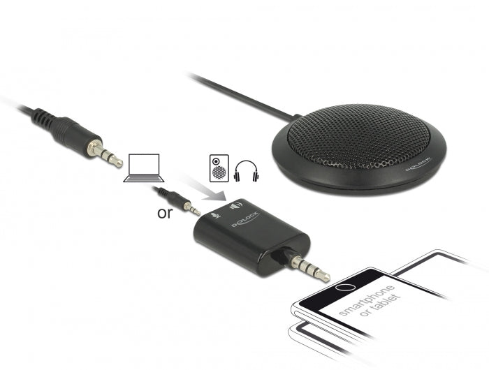 Delock Kondensator Tisch Mikrofon Omnidirektional für Konferenz mit 3,5 mm Klinkenstecker 3 Pin