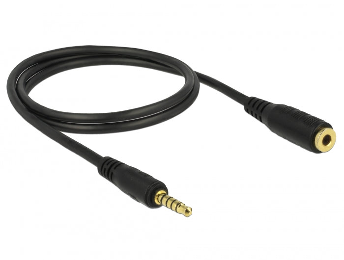 Delock Verlängerungskabel Klinke 3,5 mm 5 Pin Stecker zu Buchse 1 m schwarz