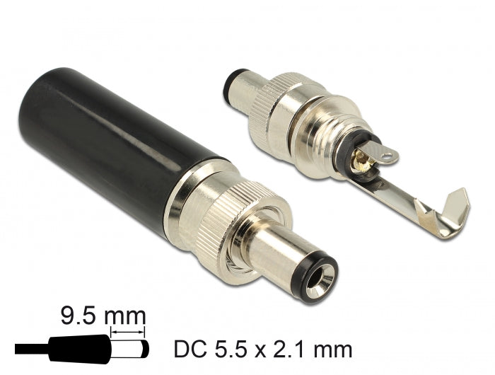 Delock Steckverbinder DC 5,5 x 2,1 mm mit Länge 9,5 mm Hohlstecker Lötversion