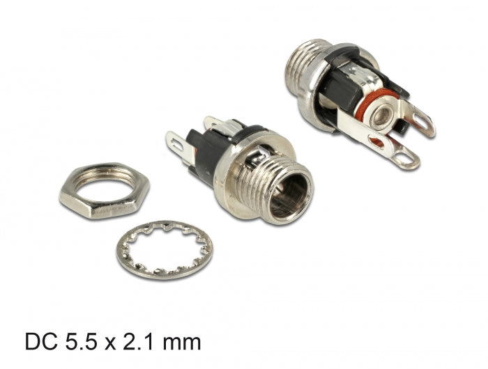 Delock Steckverbinder DC 5,5 x 2,1 x 9,5 mm Buchse zum Einbau Lötversion