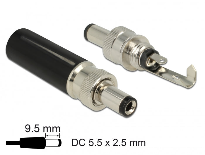 Delock Steckverbinder DC 5,5 x 2,5 mm mit Länge 9,5 mm Hohlstecker Lötversion